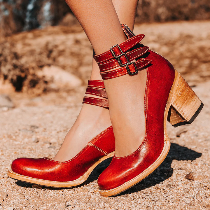 Tessa | Women’s Buckle Strap Block Heel Shoes