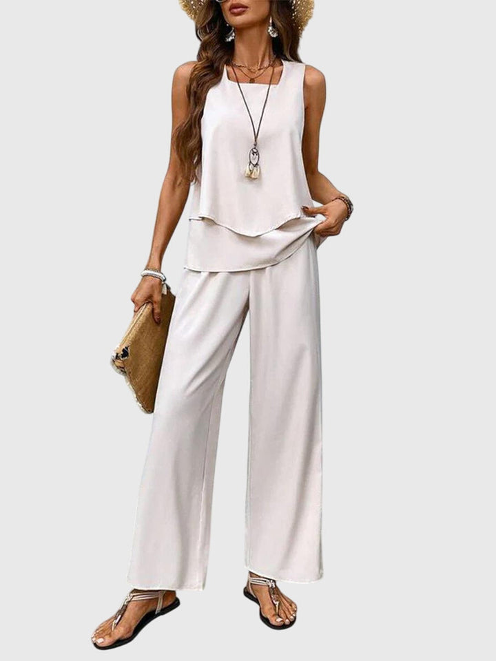 Clara | Womens Two Piece Wide Leg Pants Set