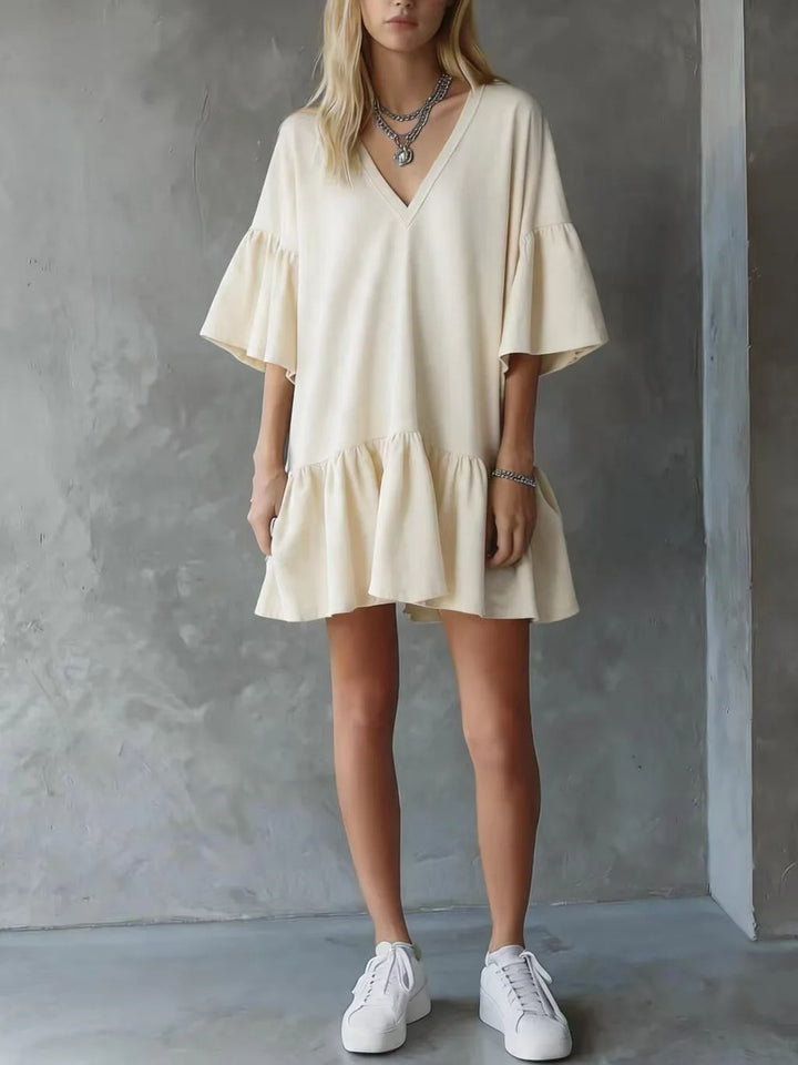 Sophie | Boho Flowy Dress Flutter Sleeves Floral Print Midi