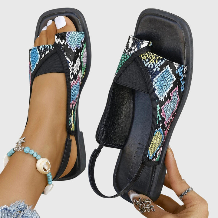 Mabel | Womens Contrast Strap Flat Sandals