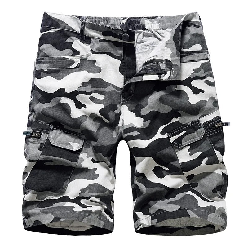 James | Men's Camouflage Multi-Pocket Belted Cargo Shorts