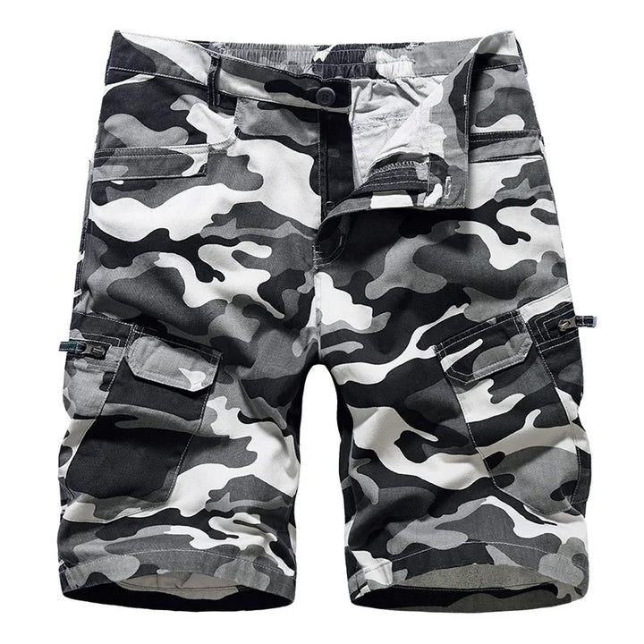 James | Men's Camouflage Multi-Pocket Belted Cargo Shorts