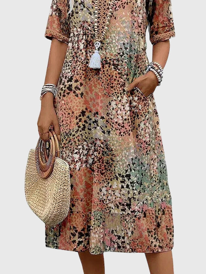 Emily | Womens Printed V Neck Midi Dress