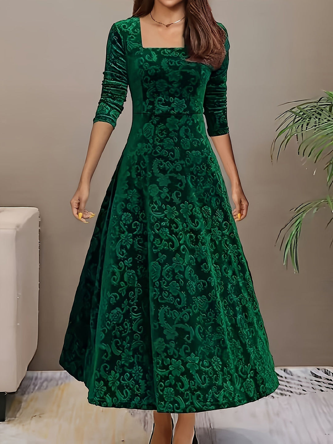 Bethany | Women’s Graceful Floral Design Midi Dress