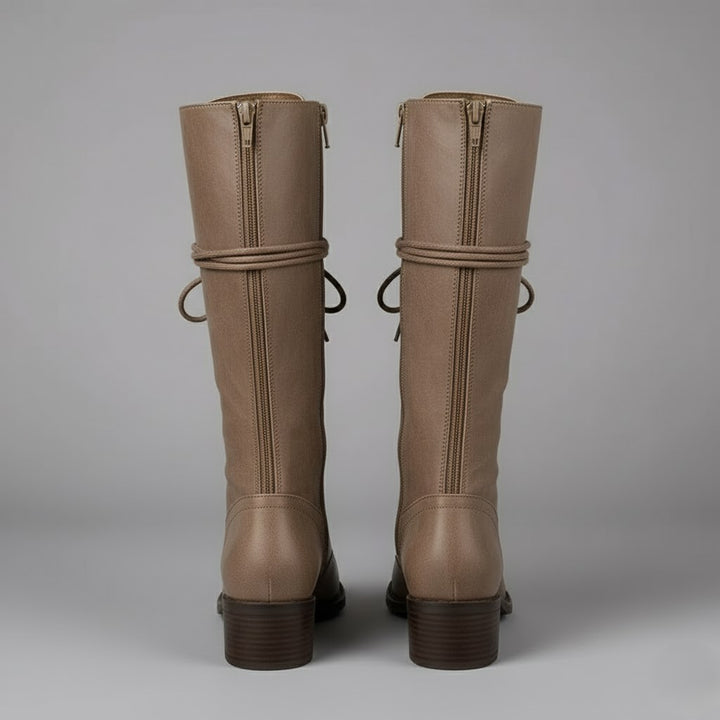 Damien | Women’s Lace-Up Knee-High Boots with Block Heel