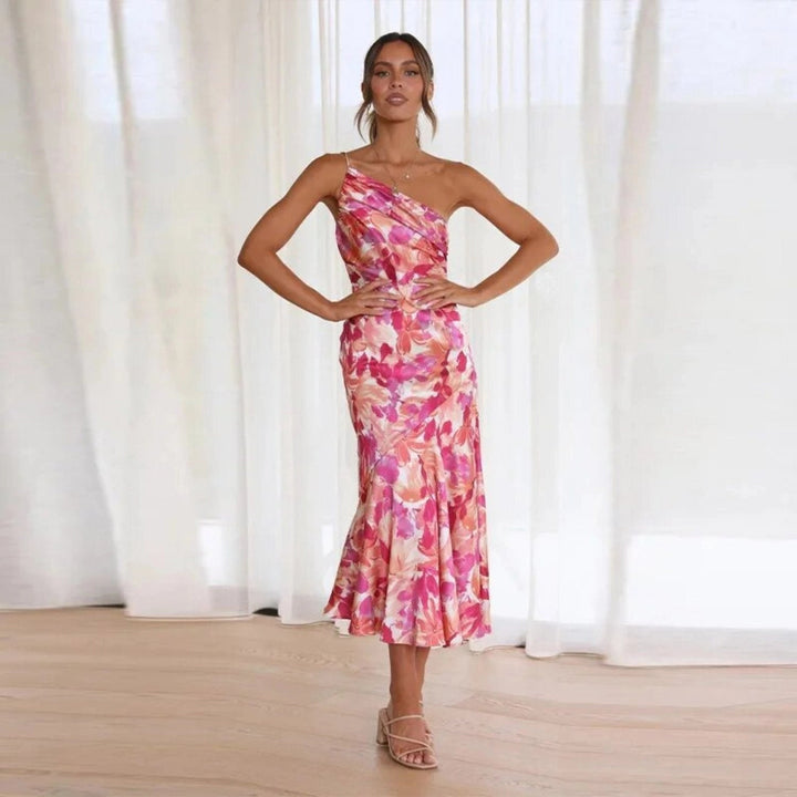 Gabriella | Women’s Summer Maxi Dress with Asymmetrical Cut and Floral Pattern