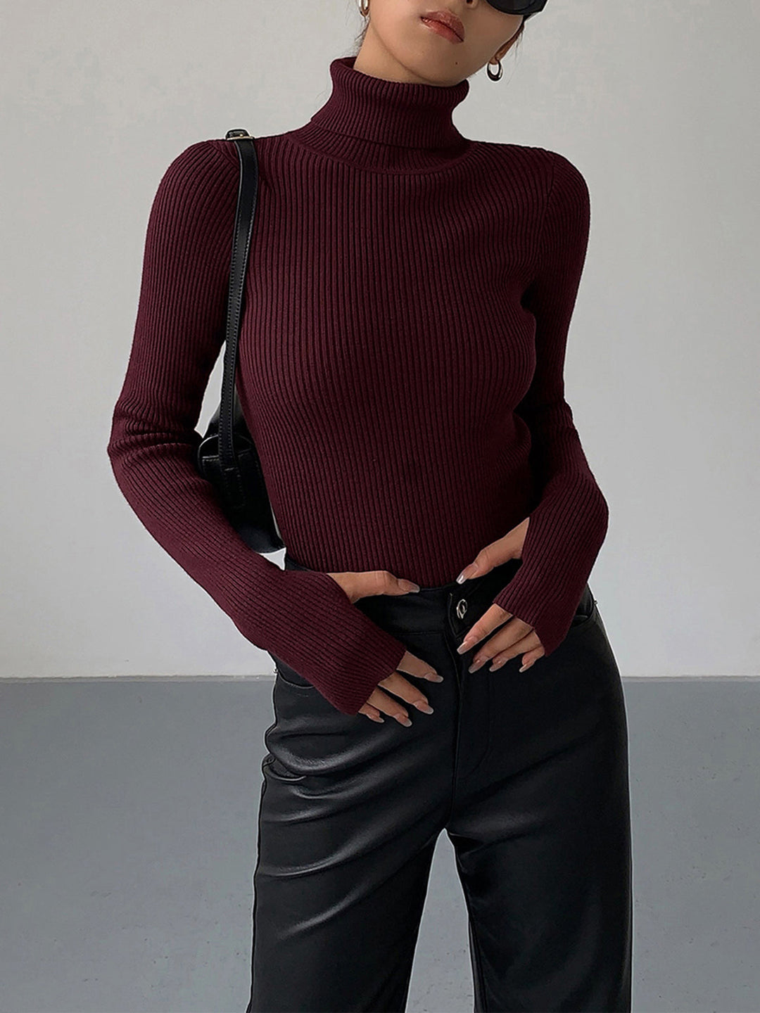 Ruby | Women’s Minimalist Slim Turtleneck Stretch Top