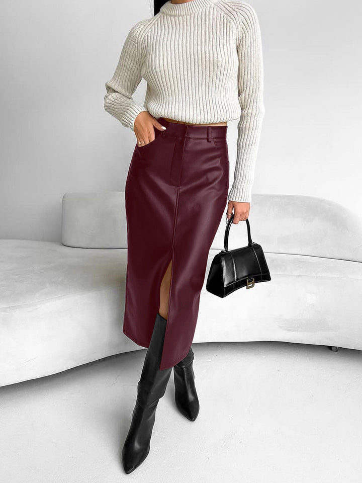 Olivia | Women’s High-Slit Elegant Midi Skirt