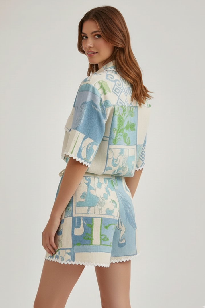 Eloise | Women’s Patchwork Two Piece Set Shorts
