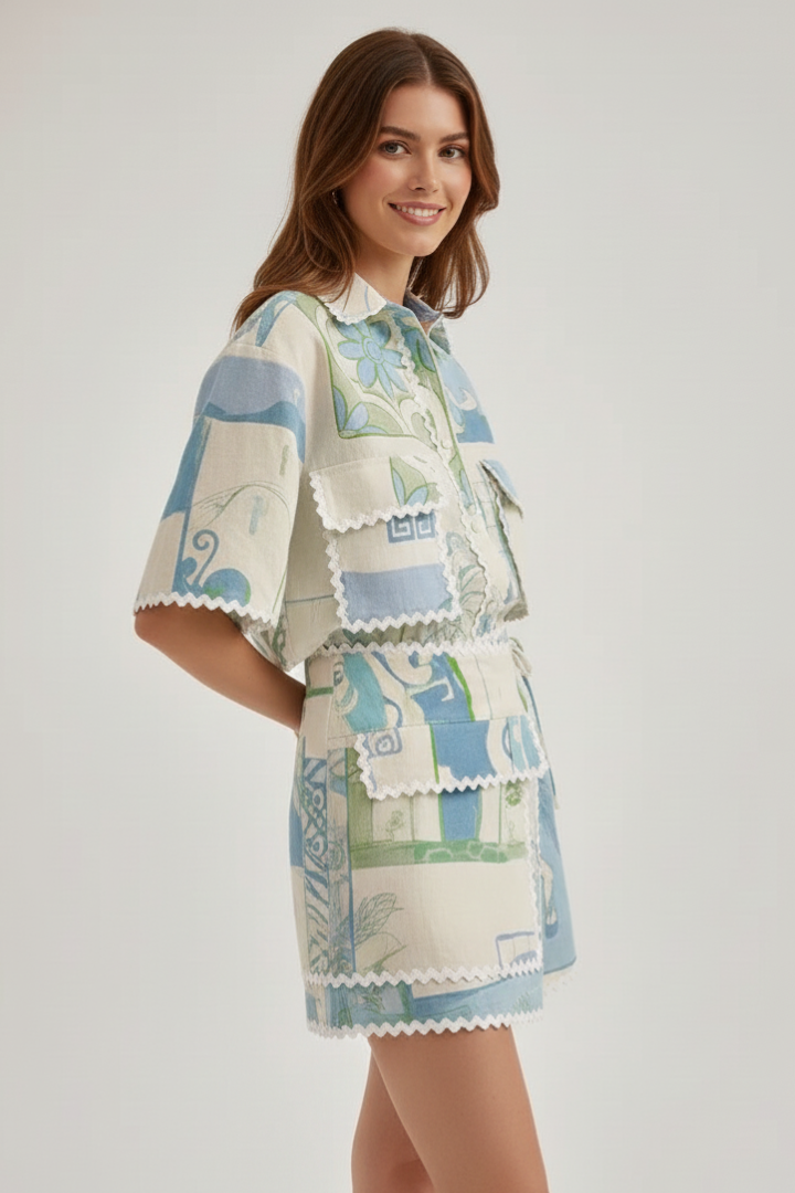 Eloise | Women’s Patchwork Two Piece Set Shorts