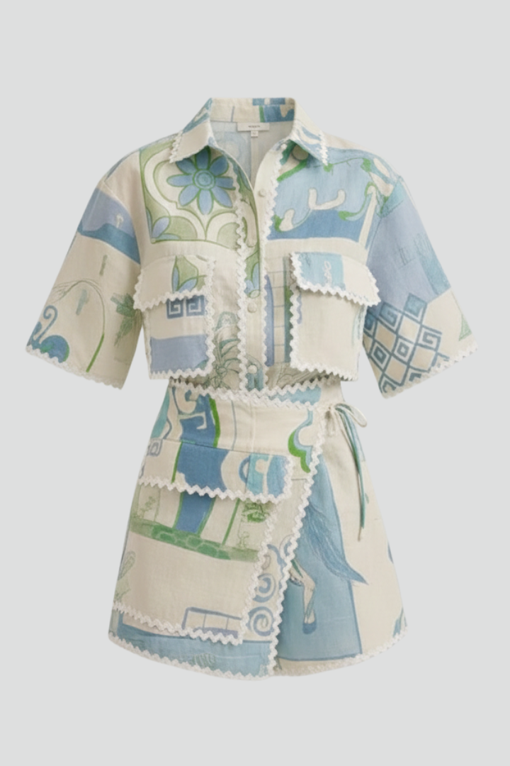 Eloise | Women’s Patchwork Two Piece Set Shorts