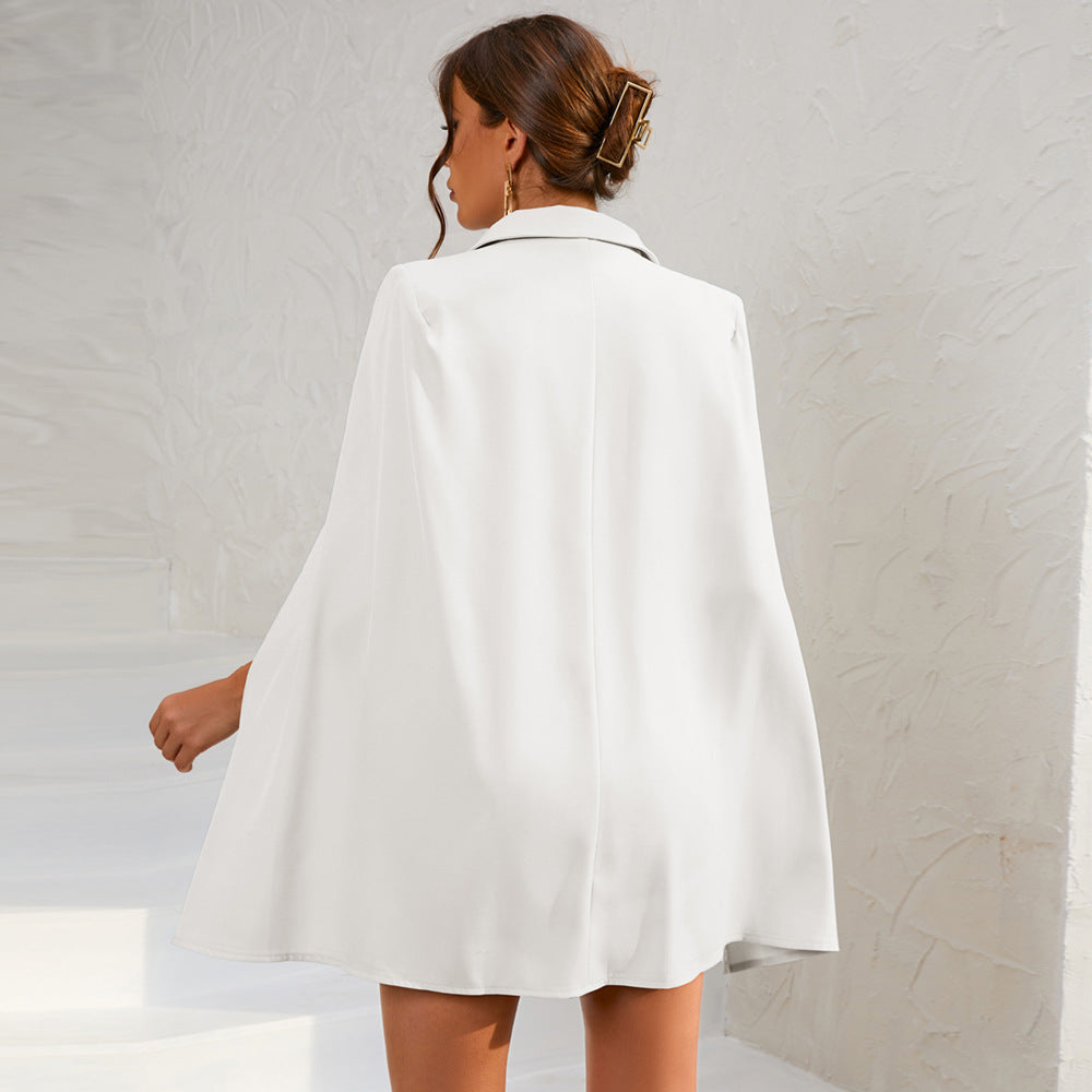 Lauren | Women’s Cape Blazer Mini Dress Gold Buttons