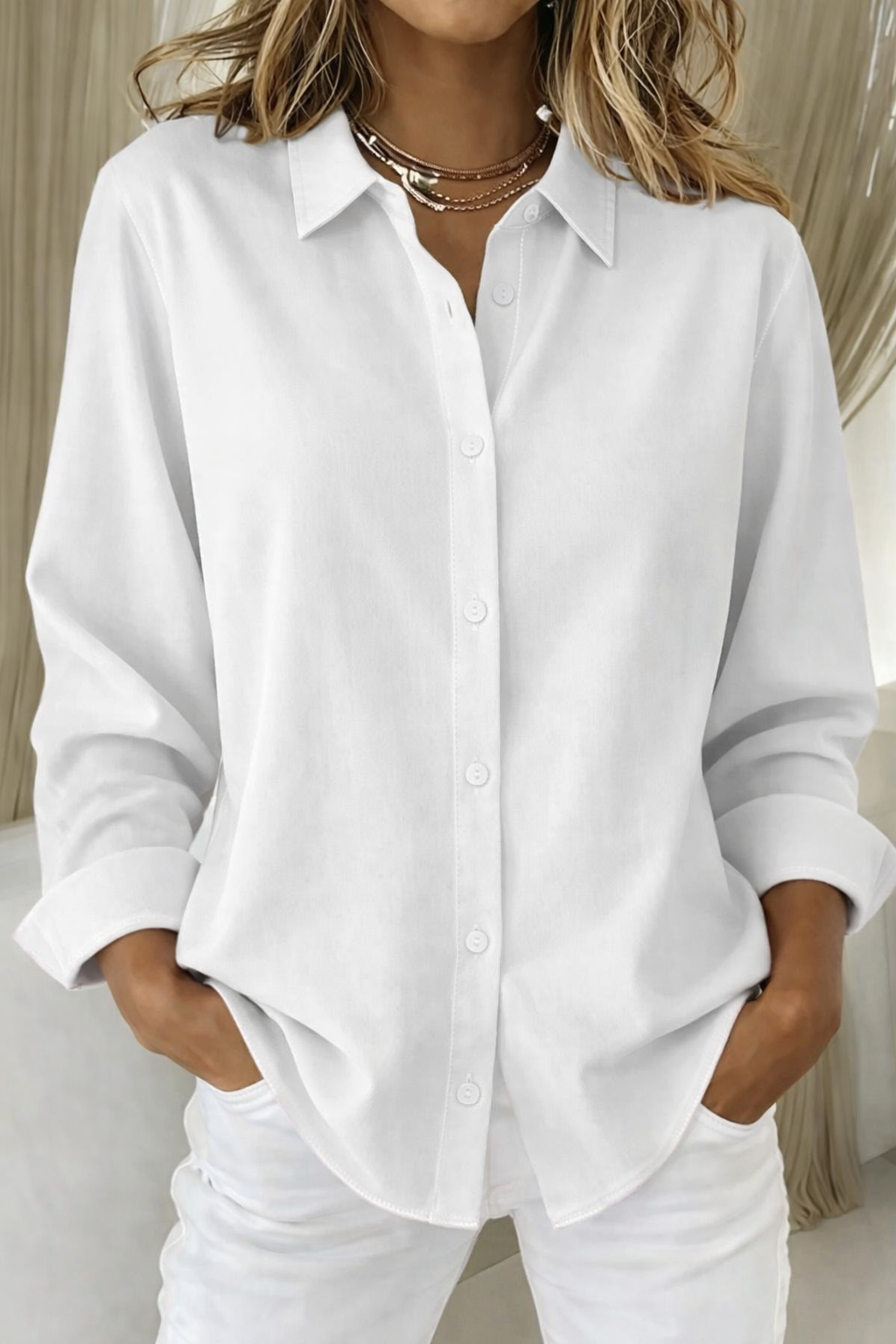 Grace | Women Casual Button Front Relaxed Fit Blouse