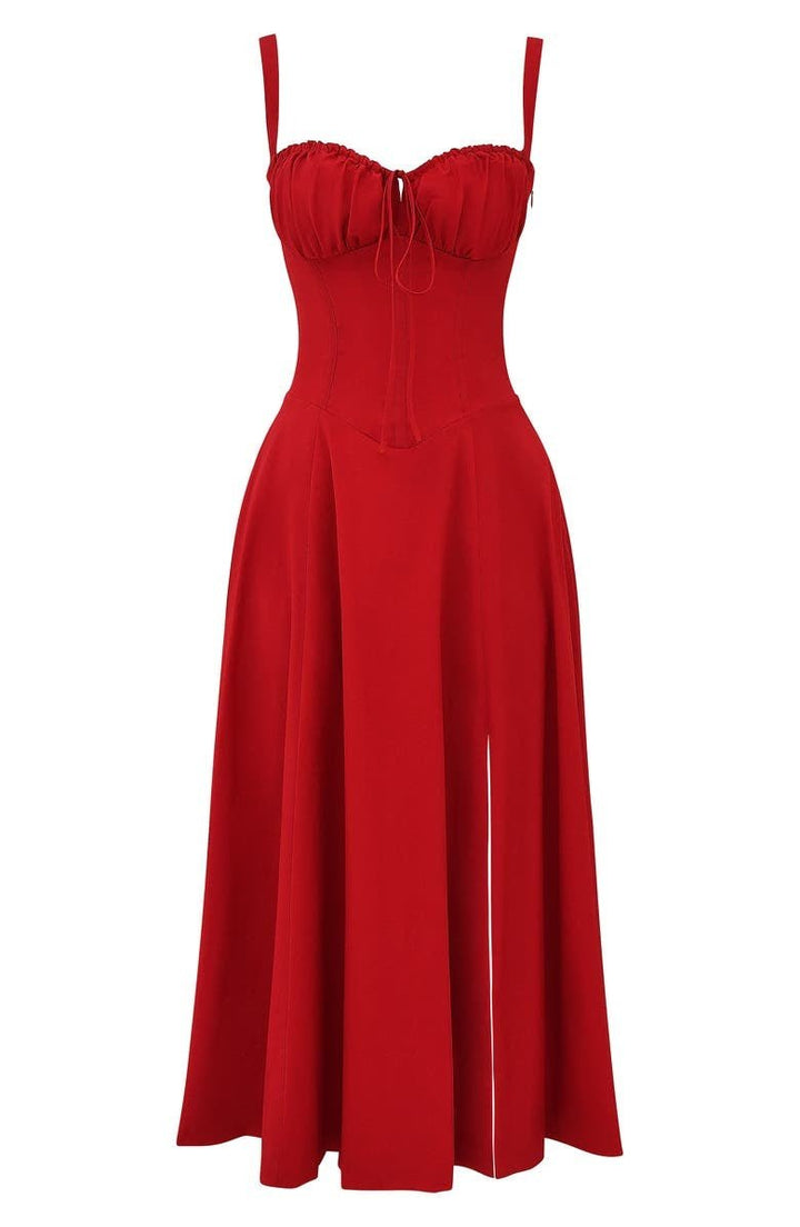 Emily | Women’s Corset Midi Dress Flowing Skirt