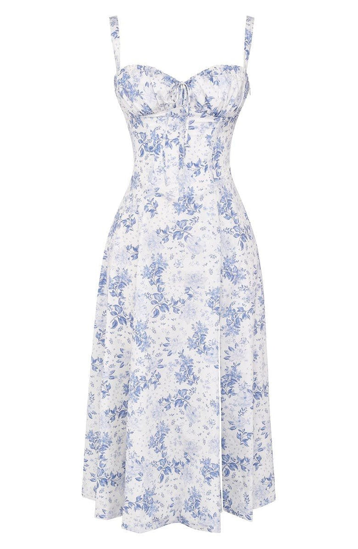 Emily | Women’s Corset Midi Dress Flowing Skirt