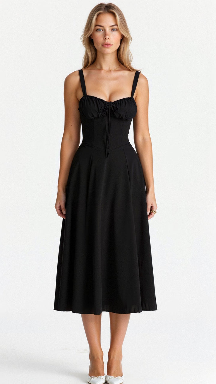 Emily | Women’s Corset Midi Dress Flowing Skirt