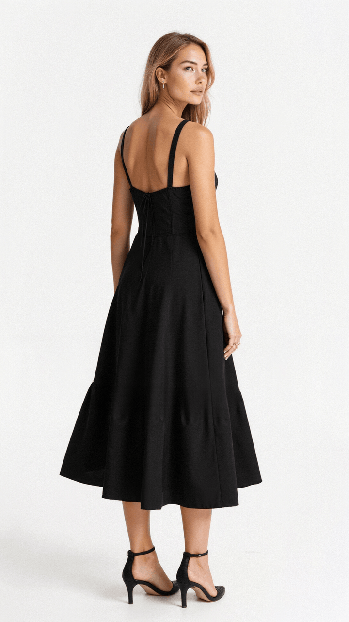 Emily | Women’s Corset Midi Dress Flowing Skirt