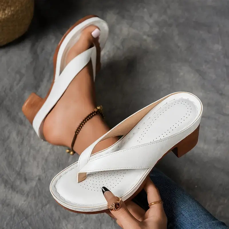 Clara | Women Elegant Low Heel Flip Flop Sandals