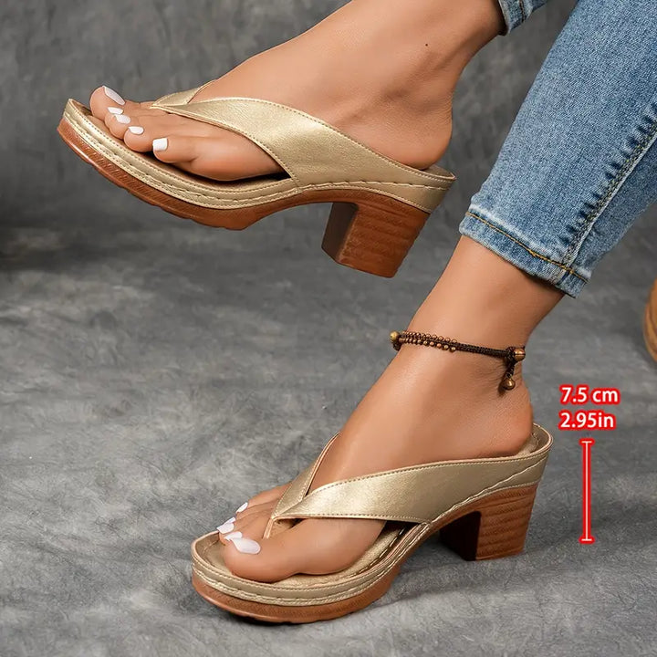 Clara | Women Elegant Low Heel Flip Flop Sandals