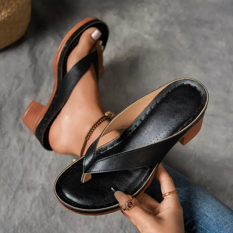 Clara | Women Elegant Low Heel Flip Flop Sandals
