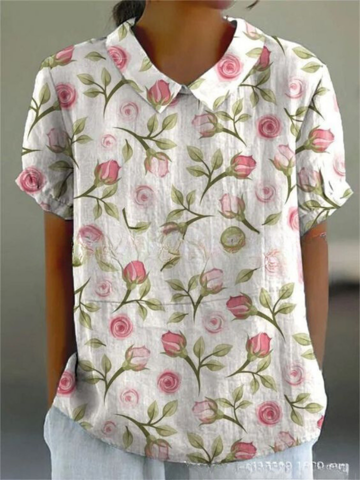 Isabelle | Women’s Floral Print Collared Casual Top