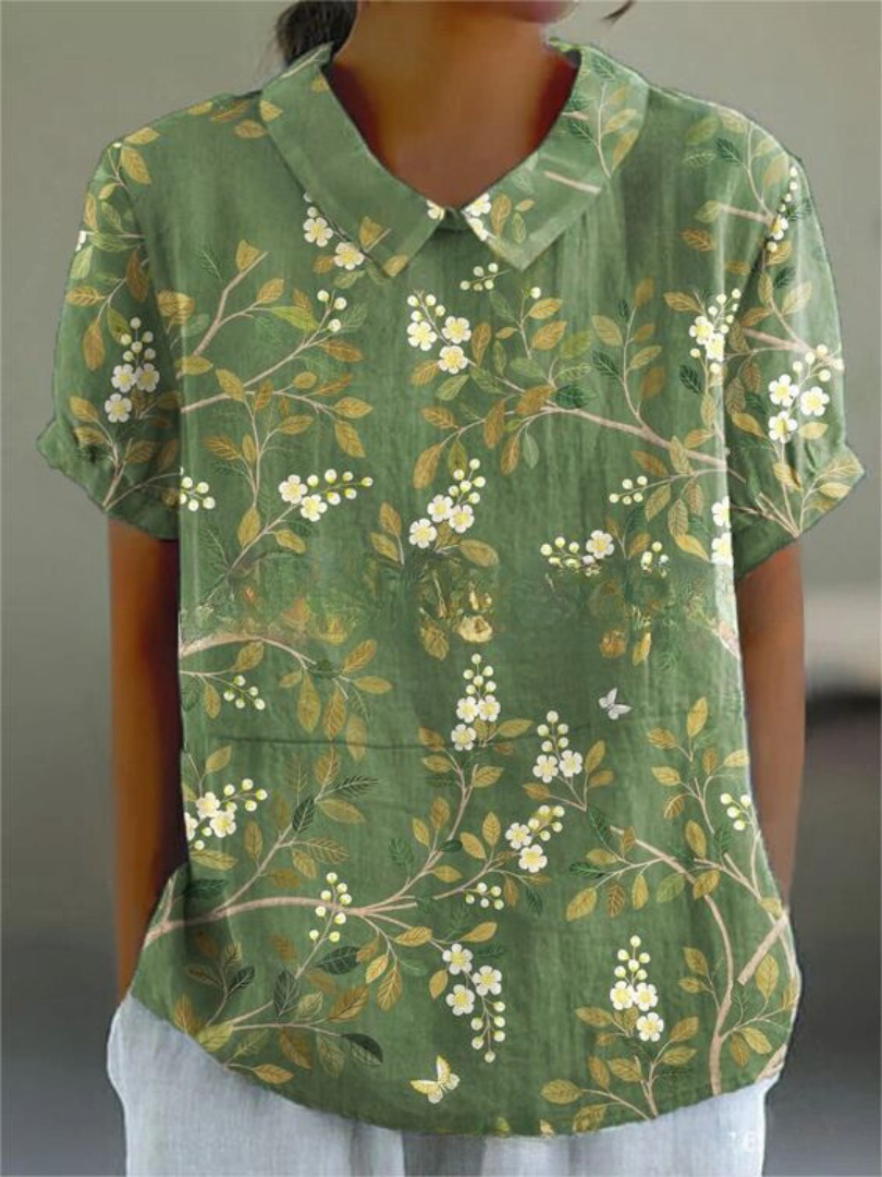 Isabelle | Women’s Floral Print Collared Casual Top