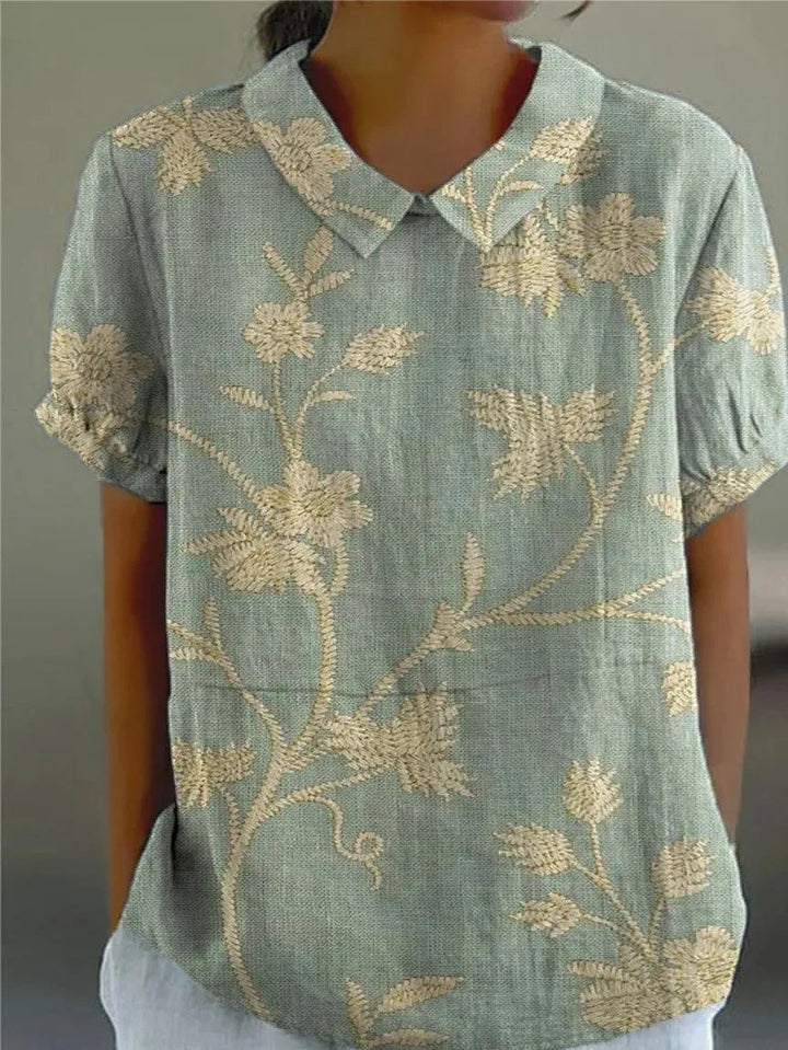 Isabelle | Women’s Floral Print Collared Casual Top