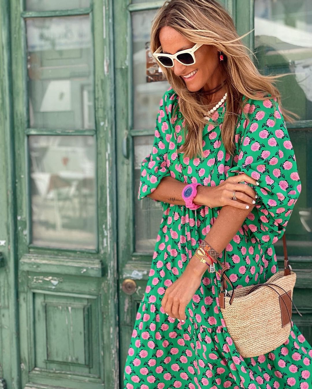 Grace | Women’s Printed V Neck Flowy Maxi Dress