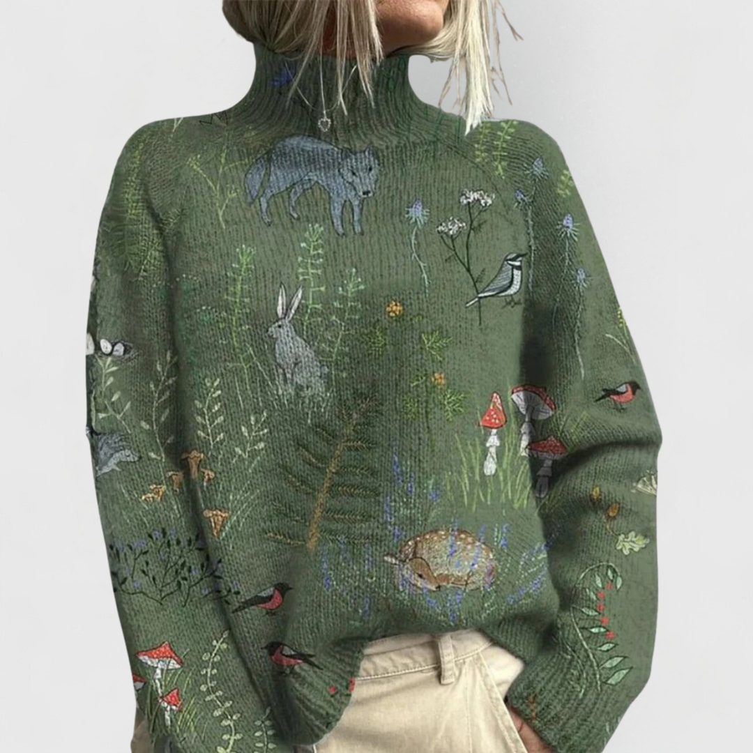 Margaret | Womens Nature Print Cozy Knit Sweater