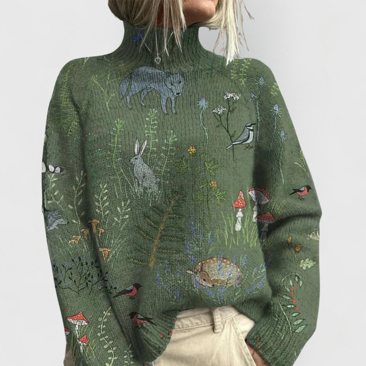 Margaret | Womens Nature Print Cozy Knit Sweater