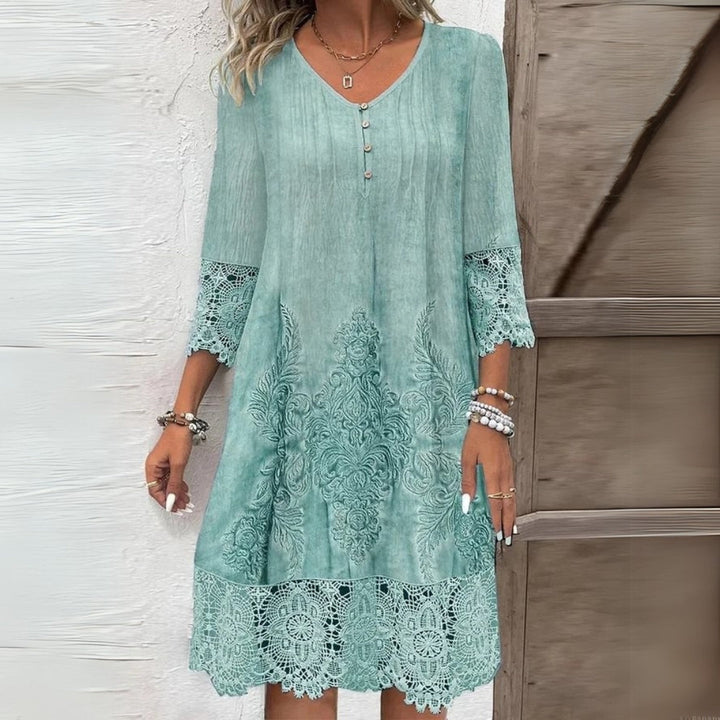 Elizabeth | Women Vintage Lace Trim Shift Dress