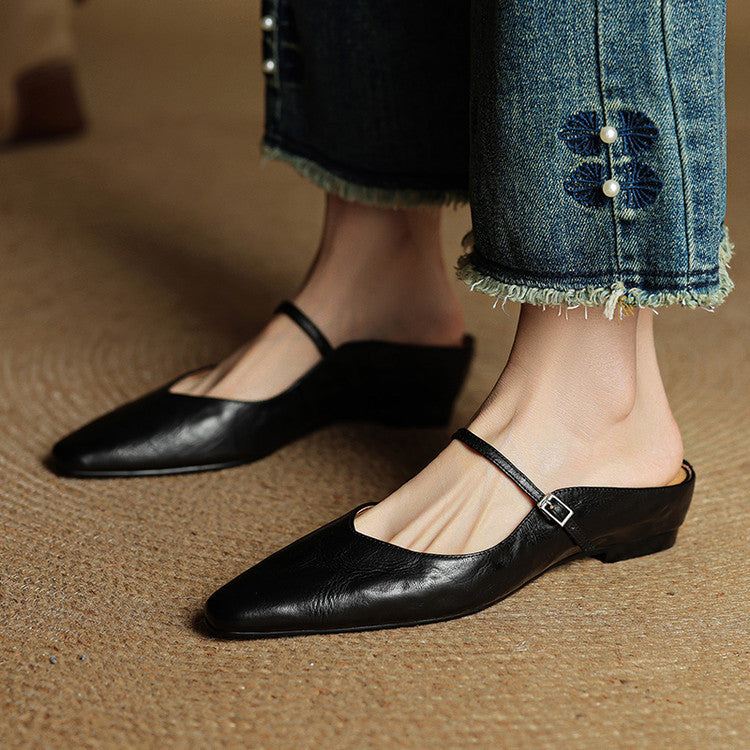 Jessica  | Women Genuine Leather Slip-On Mules
