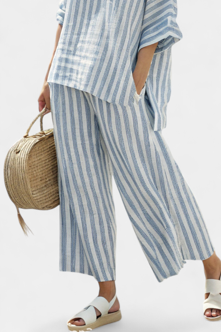 Emma | Womens Striped Two Piece Pants Set
