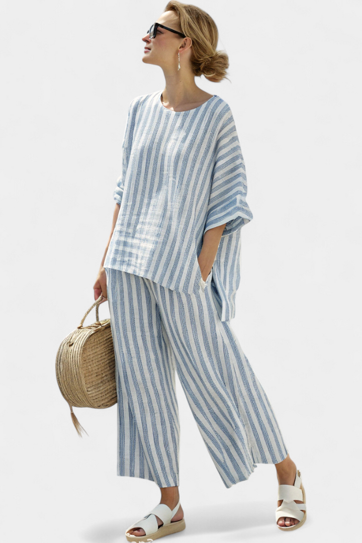 Emma | Womens Striped Two Piece Pants Set