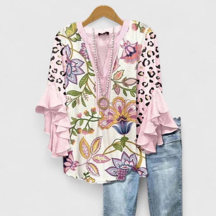 Katie | Womens Floral Ruffle Sleeve Casual Top