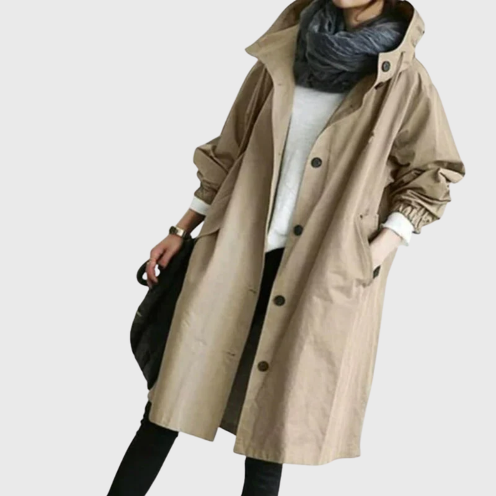 Catherine | Women Casual Hooded Longline Button Coat