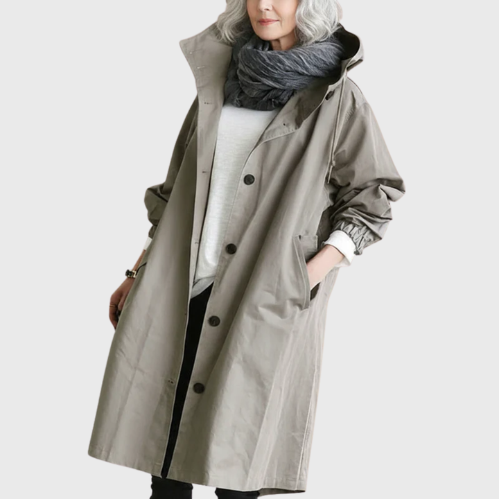 Catherine | Women Casual Hooded Longline Button Coat