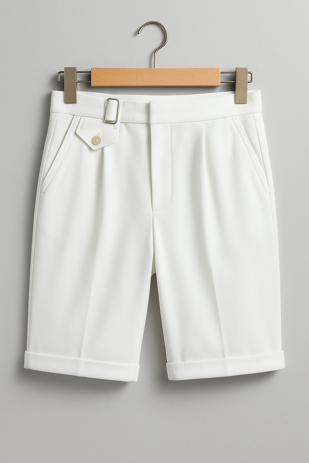 Jamie | Men’s Pleated Tailored Shorts Side Buckles