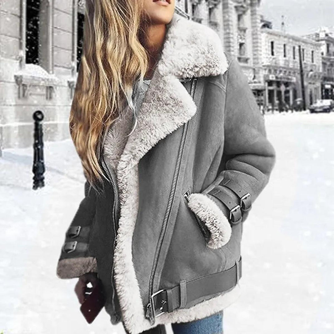 Isabelle | Women Winter Zip Up Warm Biker Jacket