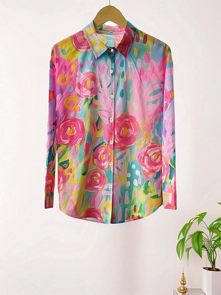 Abigail | Women Colorful Floral Button Front Blouse