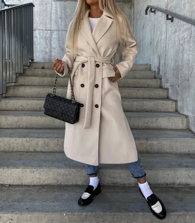 Audrey | Women’s Long Lapel Button Front  Coat