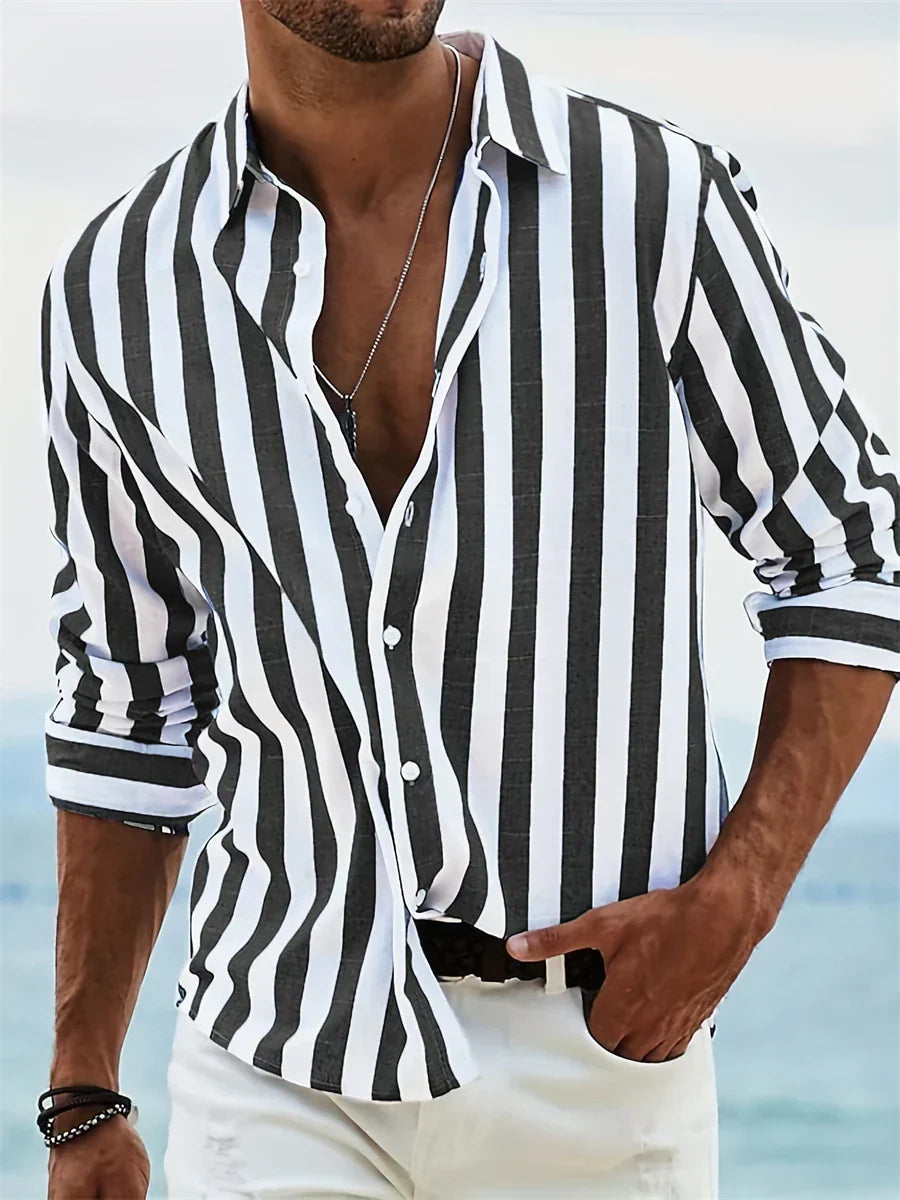 Connor | Men Striped Button Down Casual Shirt