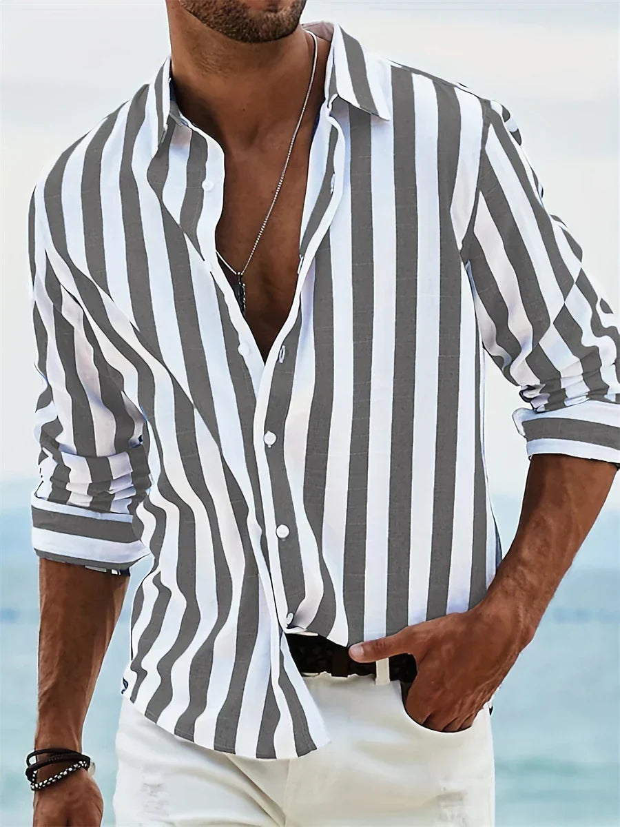 Connor | Men Striped Button Down Casual Shirt