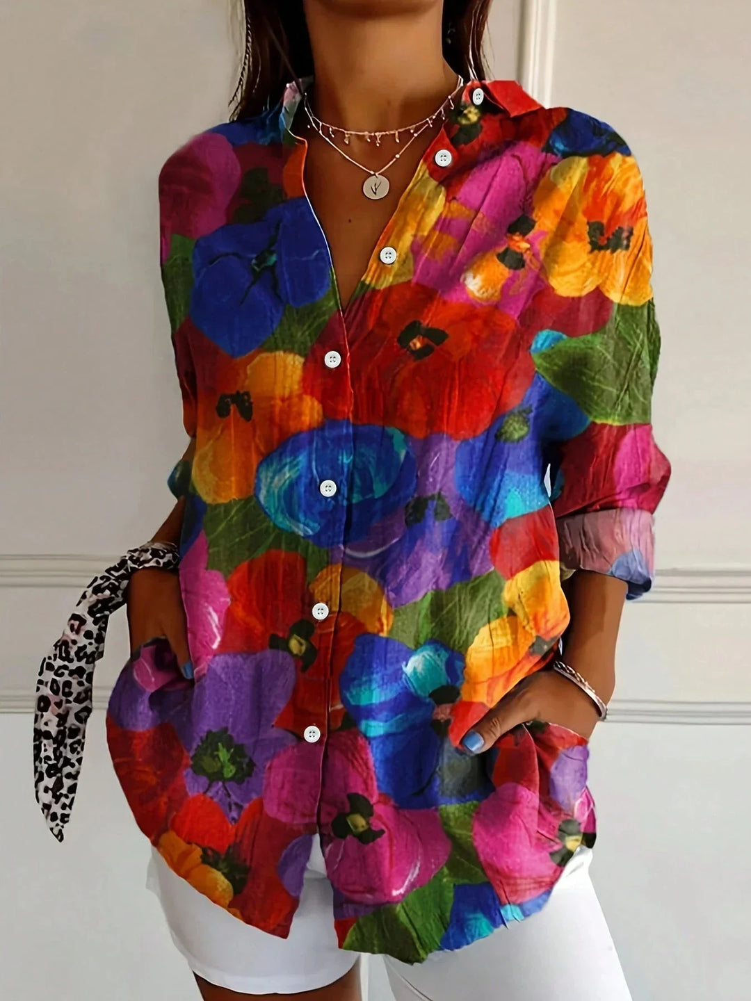 Abigail | Women Colorful Floral Button Front Blouse