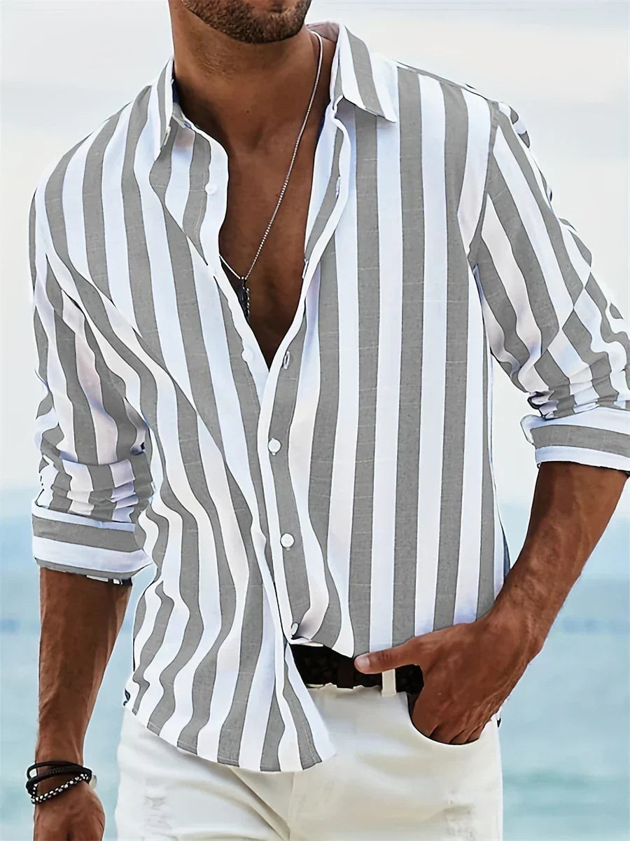 Connor | Men Striped Button Down Casual Shirt