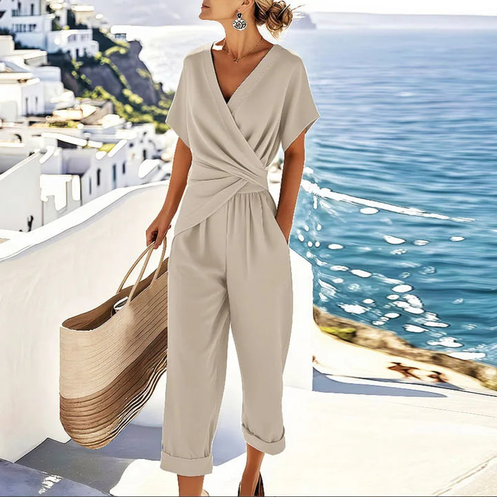 Stella | Women’s Casual Short Sleeve V Neck Jumpsuit