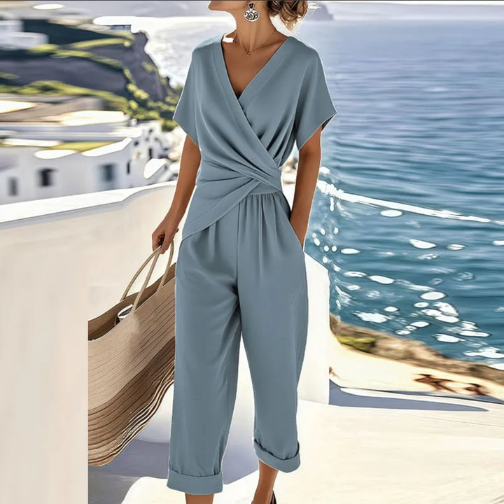 Stella | Women’s Casual Short Sleeve V Neck Jumpsuit