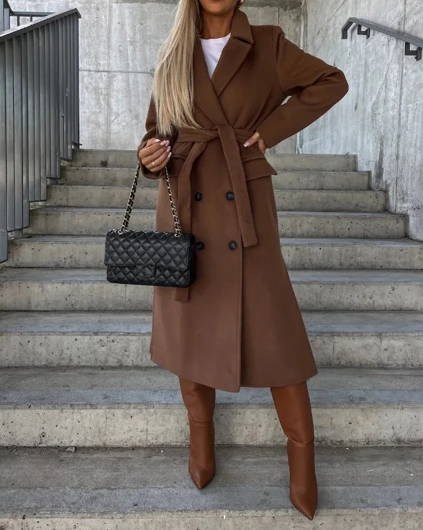 Audrey | Women’s Long Lapel Button Front  Coat