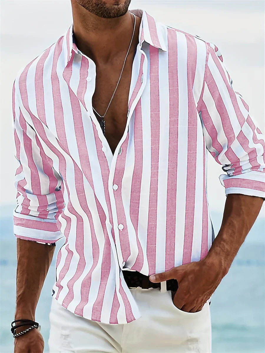 Connor | Men Striped Button Down Casual Shirt