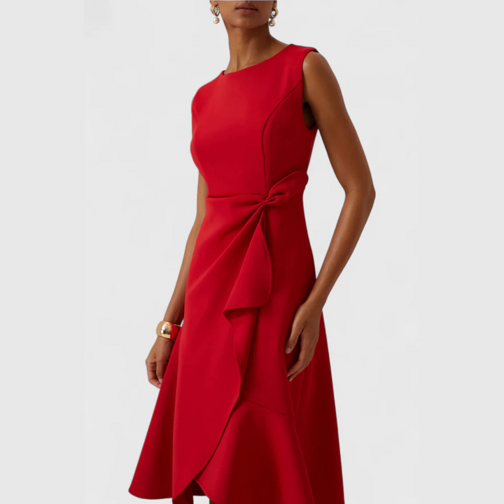 Karen | Women’s Draped Asymmetric Midi Dress